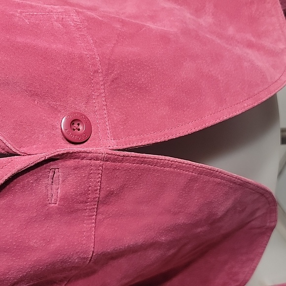 Ideology Pink Rose Leather Blazer Jacket One Button Closure Large - Picture 4 of 12